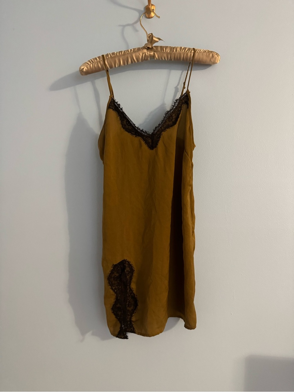 out from under by urban outfitters olive green dress with black lace detail